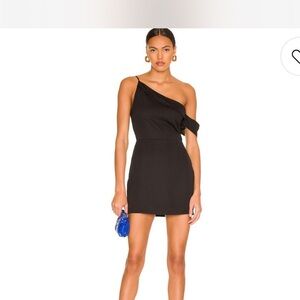 Superdown Mini Elegant Black One-Shoulder Dress